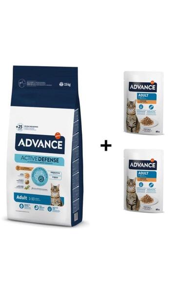 Advance Tavuklu Yetişkin Kedi Maması 15 Kg + 2 Adet Advance Tavuklu Yetişkin ...