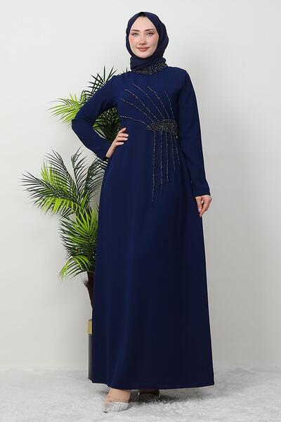 GİYZAMİLA Gaye Stone Dress Navy Blue