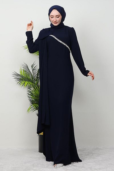 GİZ AGİYİM Βραδινό φόρεμα Dark Navy Blue Özün Stone