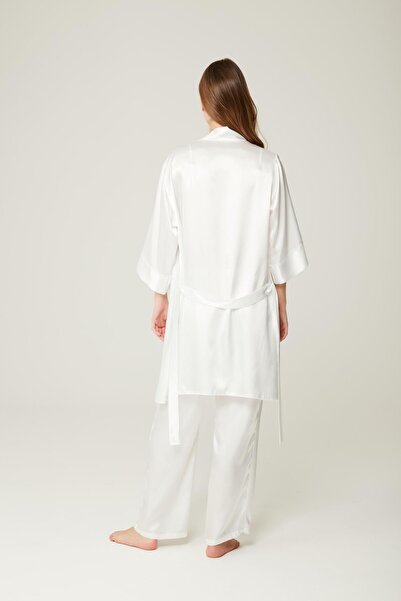 MISSDORE Felicia 3-Piece Set - Satin Bustier, Morning Gowns and Trousers Ecru