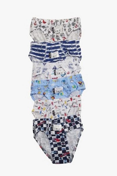 KEYAL Tutku Boy's 6 Pack Elastane Printed Mixed Patterned Slip Panties