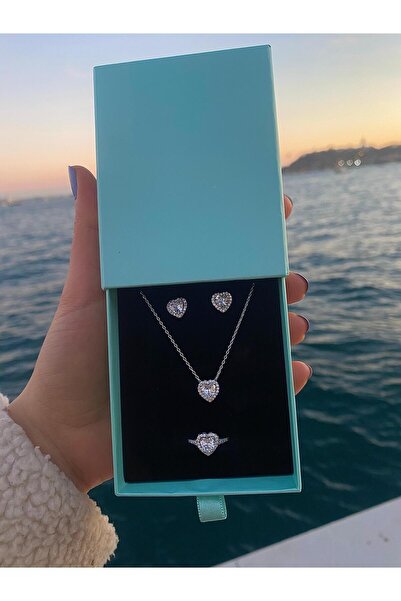 KARSU Gümüş Set Sevgililer Günü Hediyesi 925 Ayar Gümüş Set