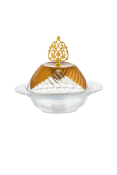 HIC Turkish Glass Date Bowl With Lid 17.5 Cm