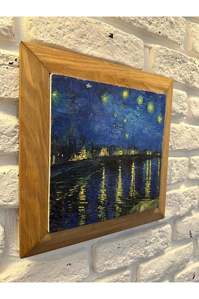 woodhomeworks Панел за картина с масивна рамка от естествен камък и мрамор 26x26 см