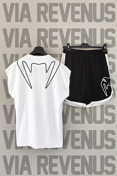 Vordevia Ufc Front and Back Printed Zero Sleeve Sports Tshirt and Black Shorts Sports Set
