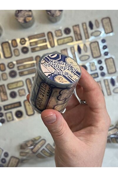 Kağıt Gemi Dükkan Memory Of Display 136 Adet Retro Lacivert Çıkartmalı Washi ...