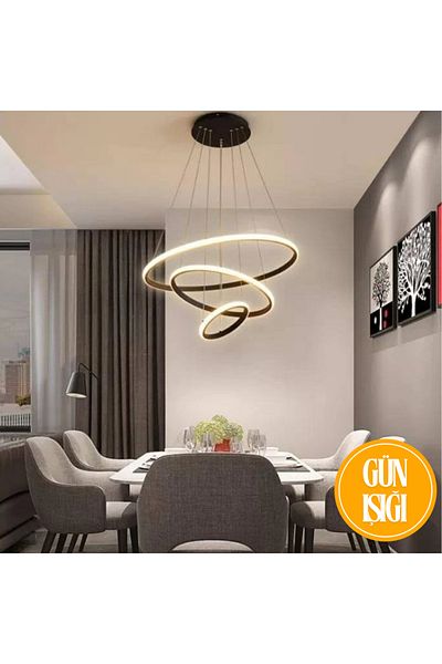 neeko Robin Modern Triple 3-Piece Pendant Lamp Chandelier Daylight Black Case
