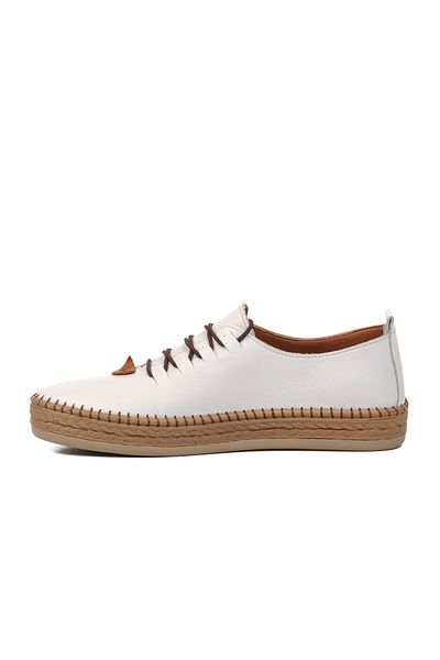 AYAKMOD Pantofi casual de damă albi din piele naturală
