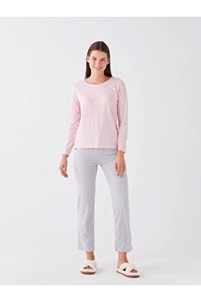 LC Waikiki Lcw Dream Gri Bisiklet Yaka Düz Uzun Kollu Kadın Pijama Takımı