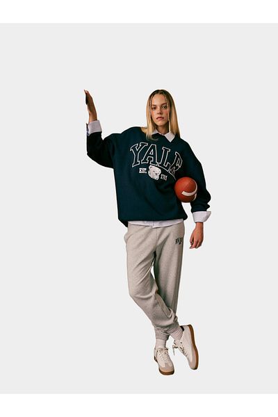 DeFacto Slogan Print Elasticated Cuff Jogger Sweatpants