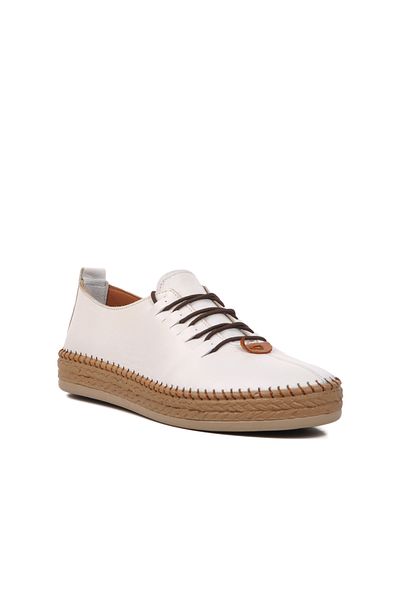 AYAKMOD Pantofi casual de damă albi din piele naturală