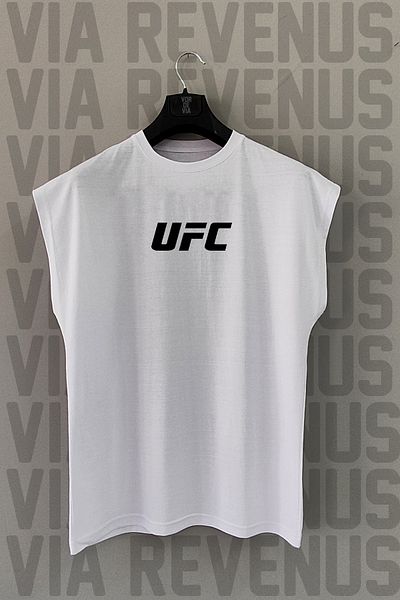 Vordevia Ufc Front and Back Printed Zero Sleeve Sports Tshirt and Black Shorts Sports Set