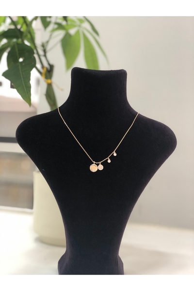 Bijutek Xuping Zirkon Taşlı Sıralı Daire Model Rose Gold Kadın Çelik Kolye
