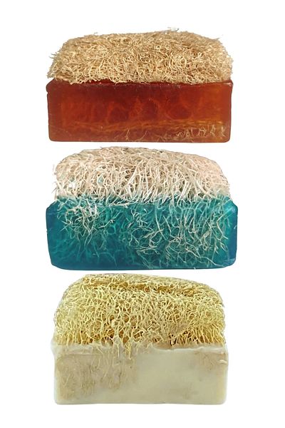 Turkishcare Natural Soap Pack with Natural Pumpkin Fiber, Honey Milk, Welding and Ocean Scent