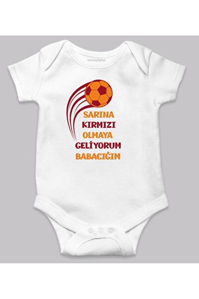 venüsdijital Yellow Red Printed - Written Baby Bodysuit