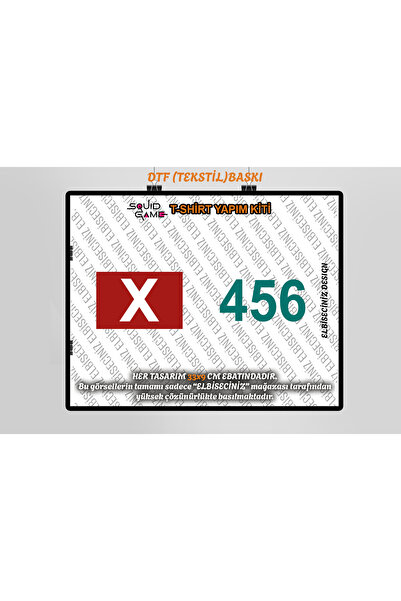 VİZYON İKRA "SQUİD GAME 456" DTF BASKI Başrol T-shirt/Tişört Yapım Kiti - ÜTÜ...