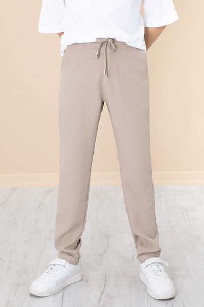 Cansın Mini Brown Double Leg Boy's Jogger Fabric Trousers 20057