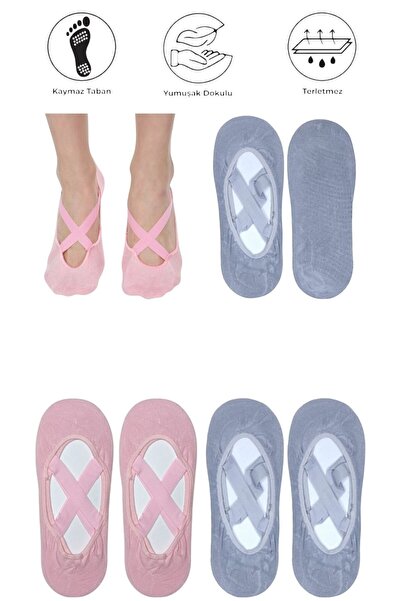 marufshop 4 броя чорапи с нехлъзгаща се подметка за йога, пилатес, фитнес, та...