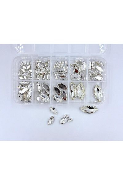 yiğit aksesuar Boxed Sewable Case Planting Shuttle Glass Stone Set 94 Pieces