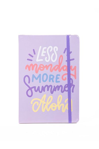 MUKKO HOME "Less Monday، More Summer" دفتر ملاحظات مرن مخطط سميك - 80 ورقة