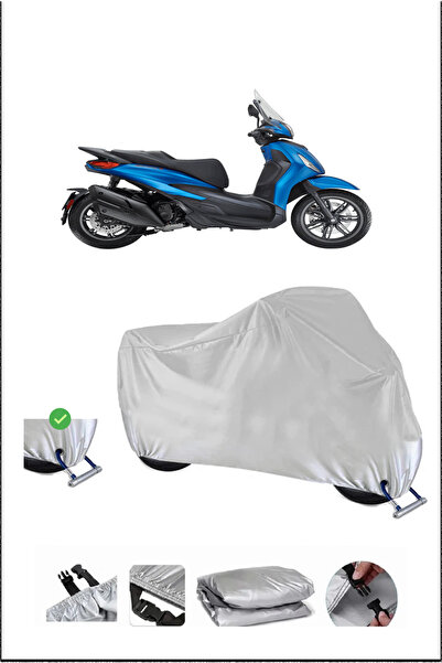 Breen قفل بياجيو بيفرلي 400 متوافق مع غطاء دراجة نارية متين مقاوم للماء - رمادي