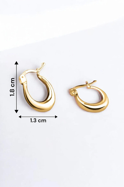 jelux silver Gümüş 925 Ayar Yarım Ay Model Gold Küpe
