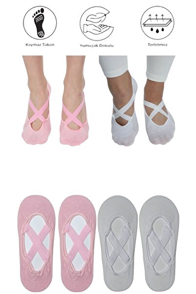 marufshop 4 броя чорапи с нехлъзгаща се подметка за йога, пилатес, фитнес, та...