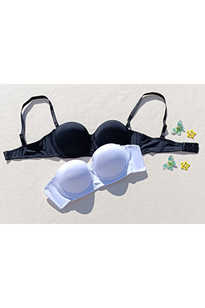 siyalife Pachet de 2 sutien de susținere căptușit fără bretele, cu bretele detașabile