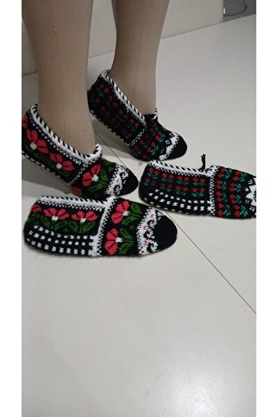 Papatyam 2 Adet El Örgüsü Beş Şiş/El İşi Patik/Çeyizlik Patik/Örgü/Ev Patiği/El İşi