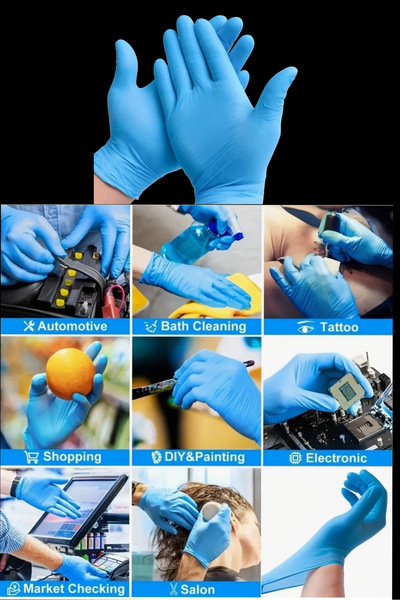 Özkan Ambalaj Temizlik 100 Adet Mavi Small Küçük Boy Hijyenik Plastik Eldiveni Nitril Eldiven