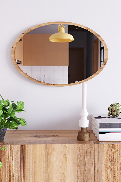nysamo Ayna 70x52 Cm Oval Meşe Antre Hol Koridor Salon Mutfak Banyo Wc Makyaj