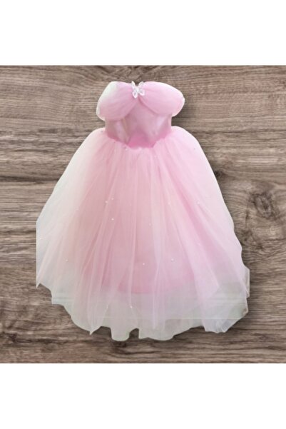 miniklerin dünyası Kız çocuk abiye pembe kabarık gelinlik