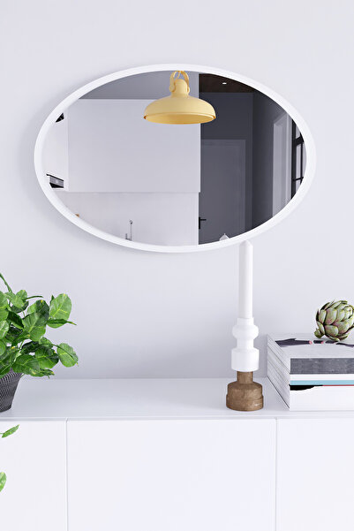 nysamo Ayna 70x52 Cm Oval Beyaz Antre Hol Koridor Salon Mutfak Banyo Wc Makyaj