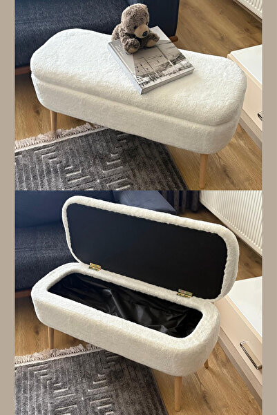 Fahrettin Küçük OSLO Wellsoft Kırık Beyaz Sandıklı Puf Kedi Yatağı Makyaj Mas...