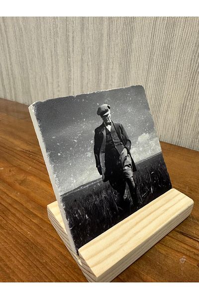 woodhomeworks Decor de masă cu piatră imprimată Ataturk 10x10cm - Pictură - Decor