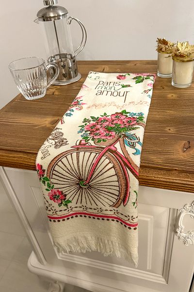 CNR Garden 40x60 Cm Printed Hand and Face Towel Set - Kitchen Towel, Wooden Base
