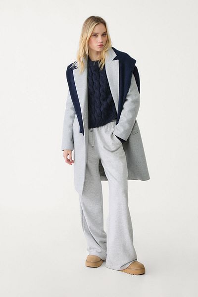 Stradivarius Soft-touch button-up midi coat