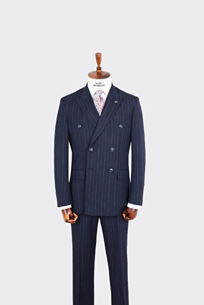 Kadir Büyükkaya Kırlangıç Yaka Kruvaze Erkek Takım Elbise-KAX1271W