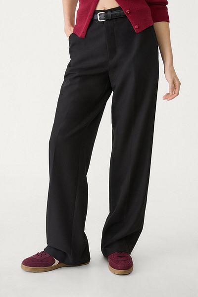 Stradivarius Flowing straight-leg smart trousers with belt