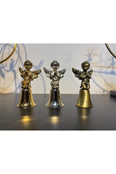 Mercan Tasarım Atölyesi BÜYÜK DUA EDEN MELEKLİ ÇAN MUM SÖNDÜRÜCÜ-BRONZ ANTİK