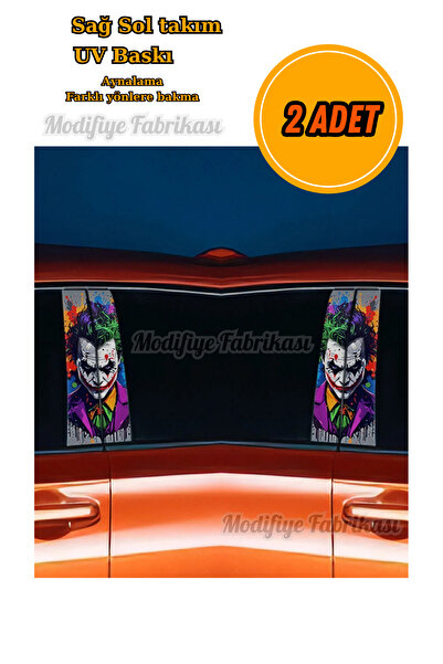 Modifiye Fabrikası ARAÇ KAPI DİREĞİ KAPLAMA FOLYOSU UV BASKILI 2'Lİ SET 22X49 CM - JOKER DESENLİ