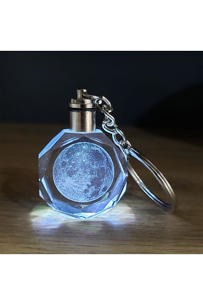 SARFEX Led Lighted Crystal Keychain Full Moon Color Changing Stylish Design Gift