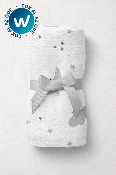 Wheeppo Multi-Purpose Muslin Baby Blanket Gray Cloud - XL 75X100 cm