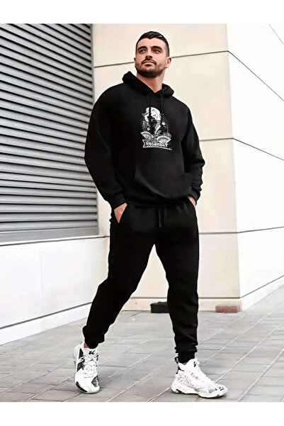 Nebulaa Tekstil طقم سويت شيرت رياضي وبنطال رياضي للرجال من NEBULAA - هودي مطب...