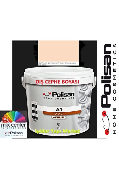 Polisan Dış Cephe Boyası -a1 Akrilik Düz -2,5litre(3,5KG.) -cd-8096 Açık Şamp...