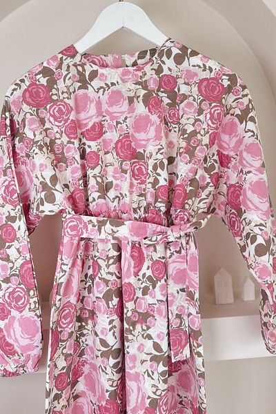 ButikMoor Mo151 Rose Print Pink Dress