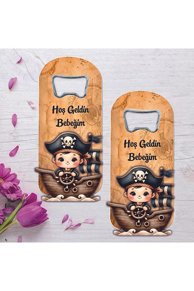 Ege ajans 10Pcs Wooden Embossing Figured Pirate Concept Doll Gift Opener Magnet