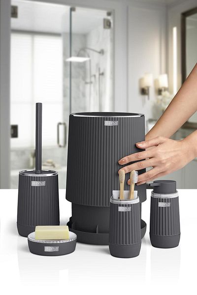 Okyanus Home Σετ μπάνιου Nida Anthracite Chrome Eco 5 τεμαχίων
