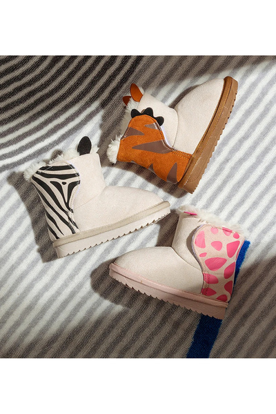 ega collection Cartoon Çocuk Bot Peluş Dolgulu Süet Kışlık Bot