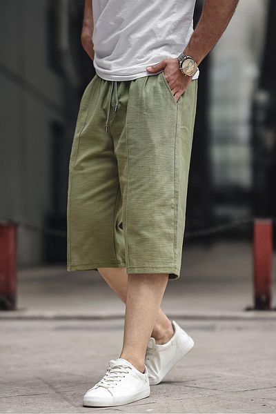 Madmext Khakifarbene Capri-Shorts aus Leinen für Herren 6538